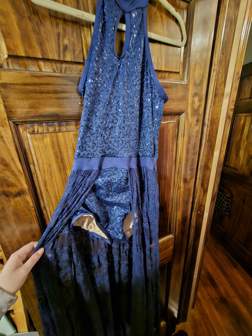 Navy Sequined Lace Halter Costume